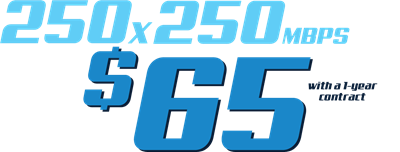 Get Our 250x250 Symmetrical Internet Plan for $65 Per Month!
